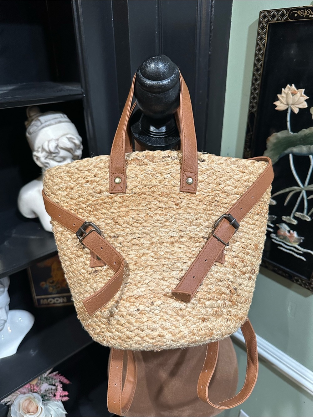 XIX Palms Shorebreak Woven Jute Cooler Backpack – Convertible Straw Bag